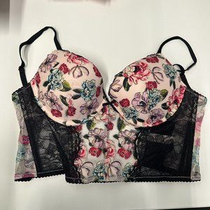 BRAND NEW Victoria's Secret Floral Lace Corset Push Up Top, Size 32D
